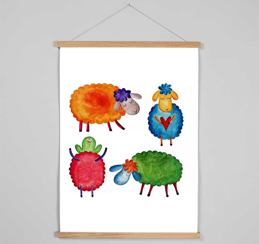 Colourful Sheep Hanging Poster - Wallart-Direct UK