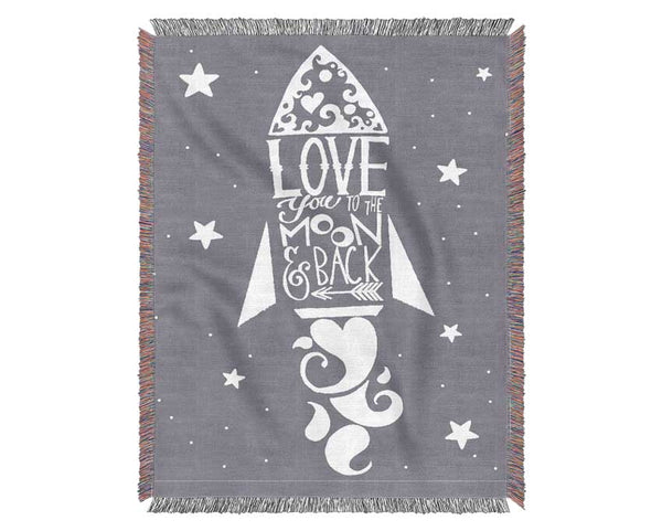 Rocket Love You To The Moon Woven Blanket