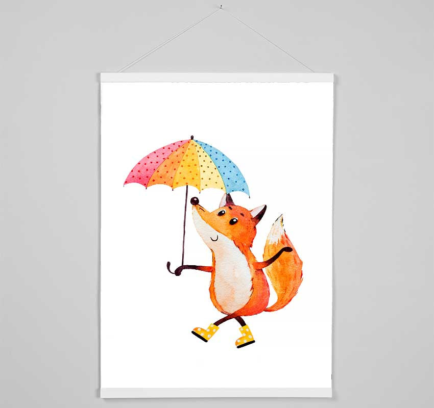 Foxy In The Rain Hanging Poster - Wallart-Direct UK