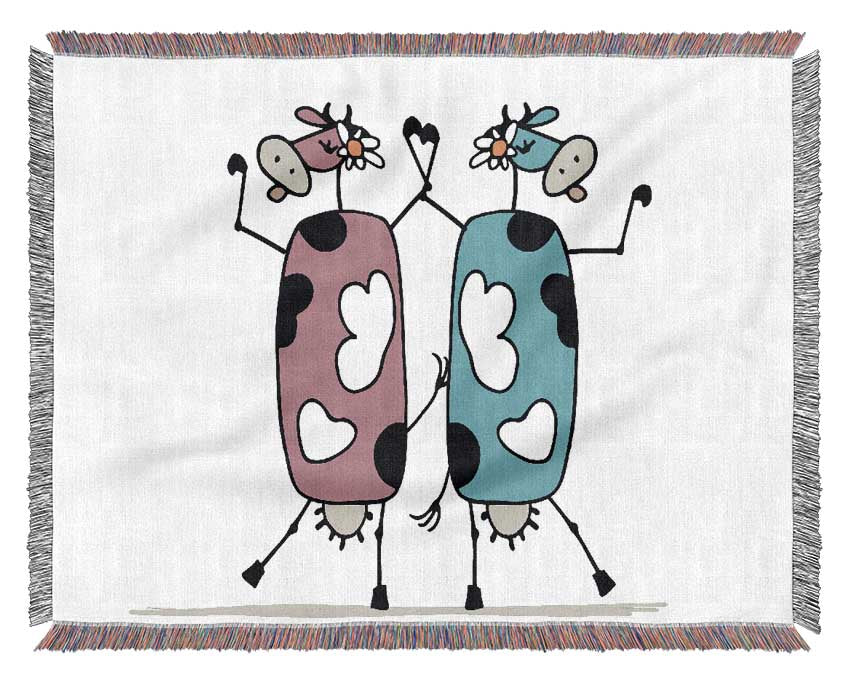 Dancing Cows Woven Blanket