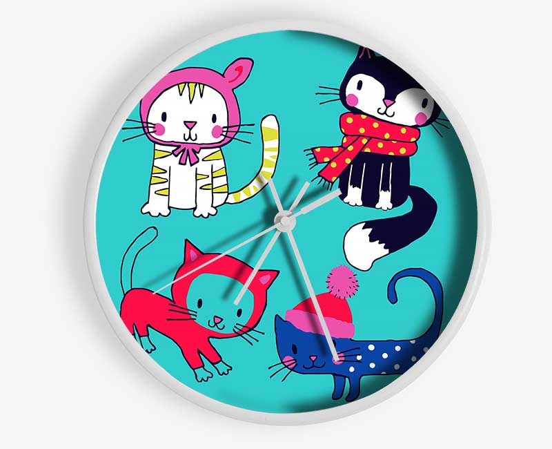 Cats In Winter Clock - Wallart-Direct UK