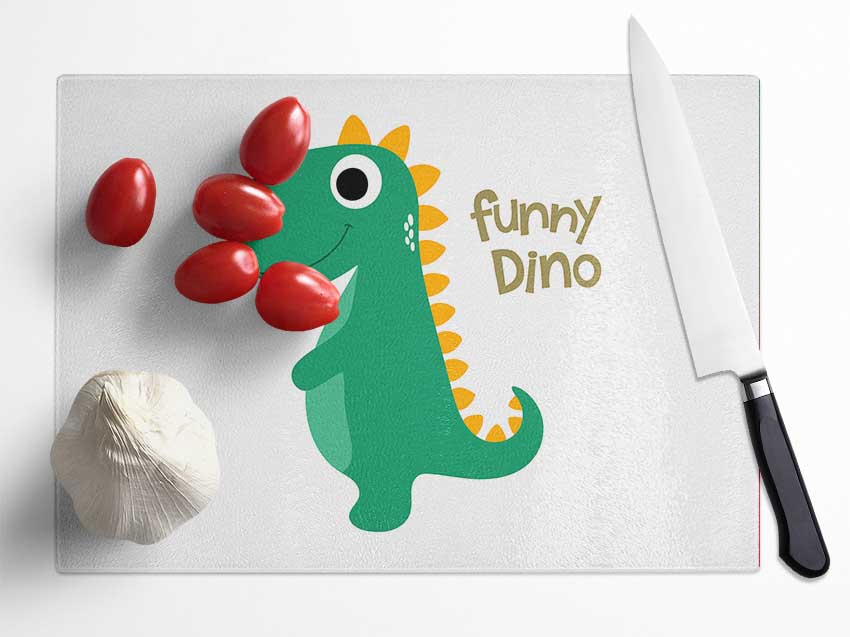 Funny Dino Glass Chopping Board