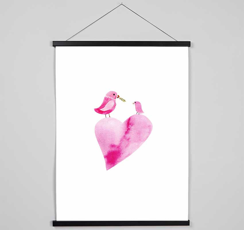 Loveheart Birds Hanging Poster - Wallart-Direct UK