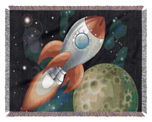 Spaceship Planets Woven Blanket