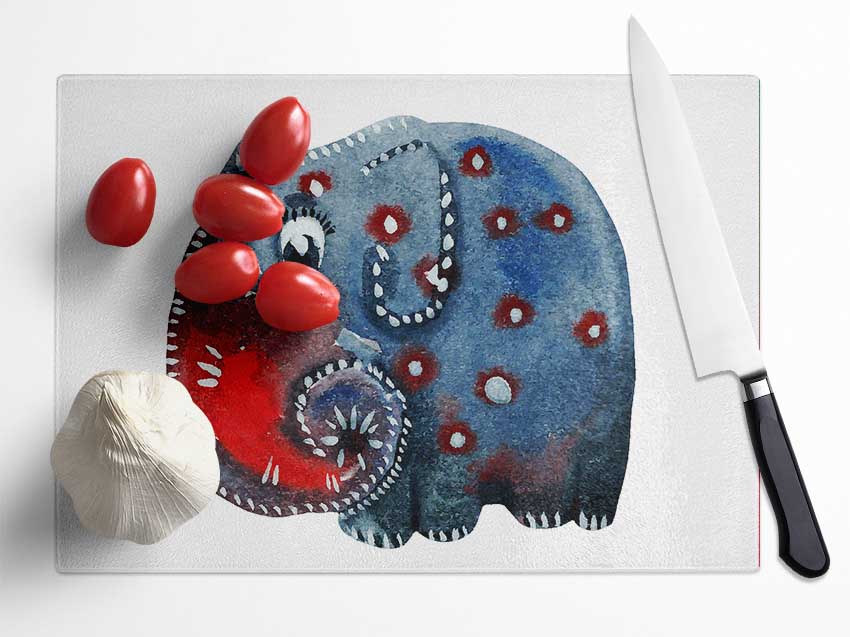 Elephant Paint Glass Chopping Board