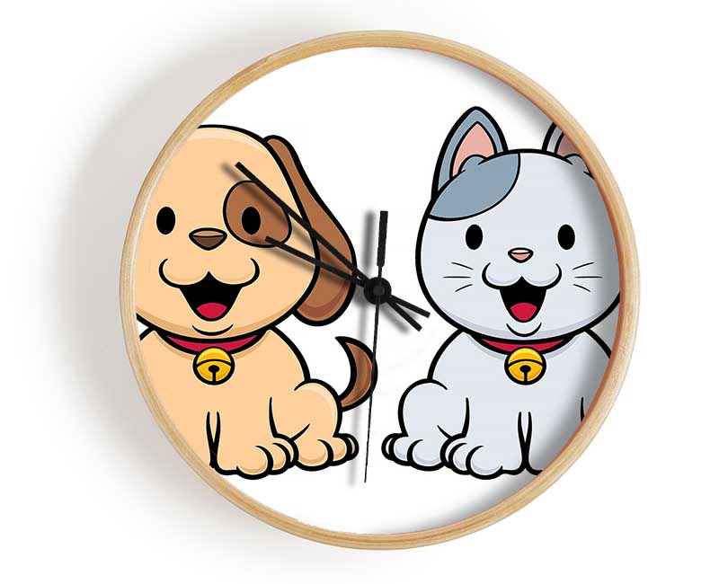 Happy Cat And Dog Clock - Wallart-Direct UK