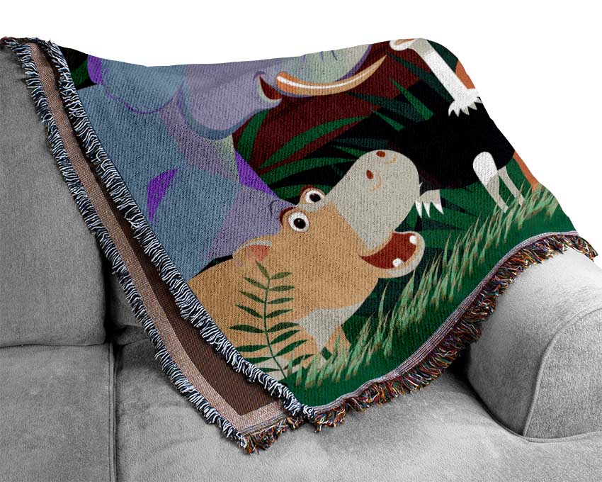 Safari Animal Friends 2 Woven Blanket