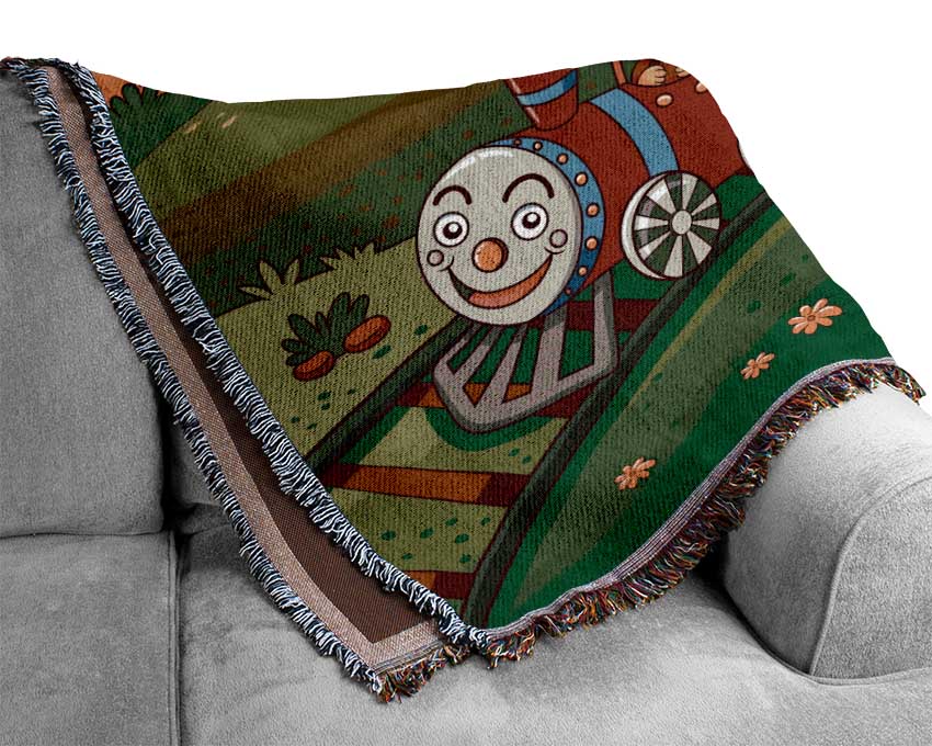 Happy Safari Train Woven Blanket