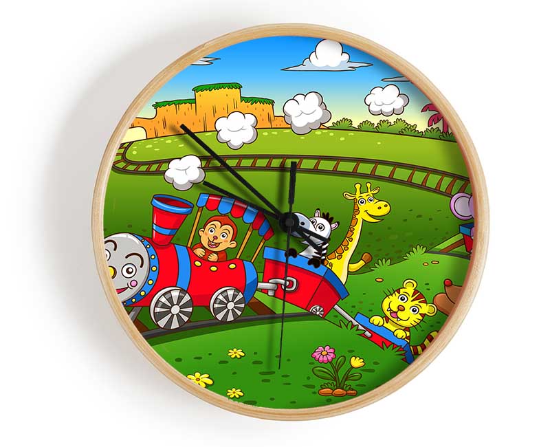 Happy Safari Train Clock - Wallart-Direct UK