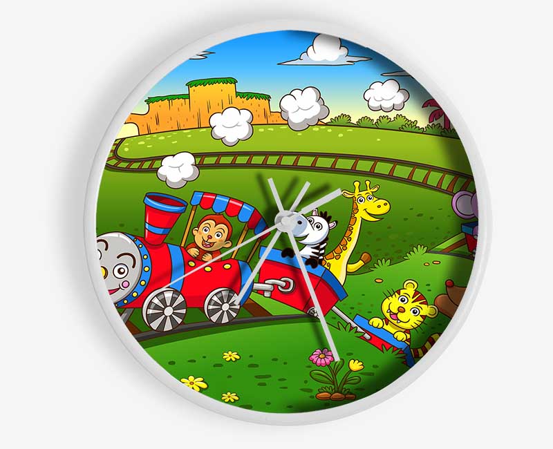 Happy Safari Train Clock - Wallart-Direct UK