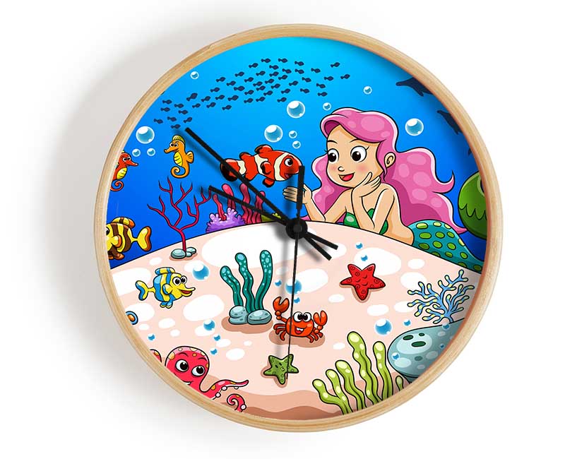 Mermaid And Friends Clock - Wallart-Direct UK