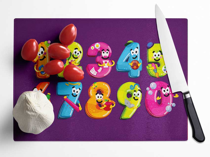 Happy Counting Glass Chopping Board