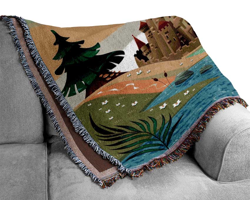 Magical Castle Far Far Away Woven Blanket