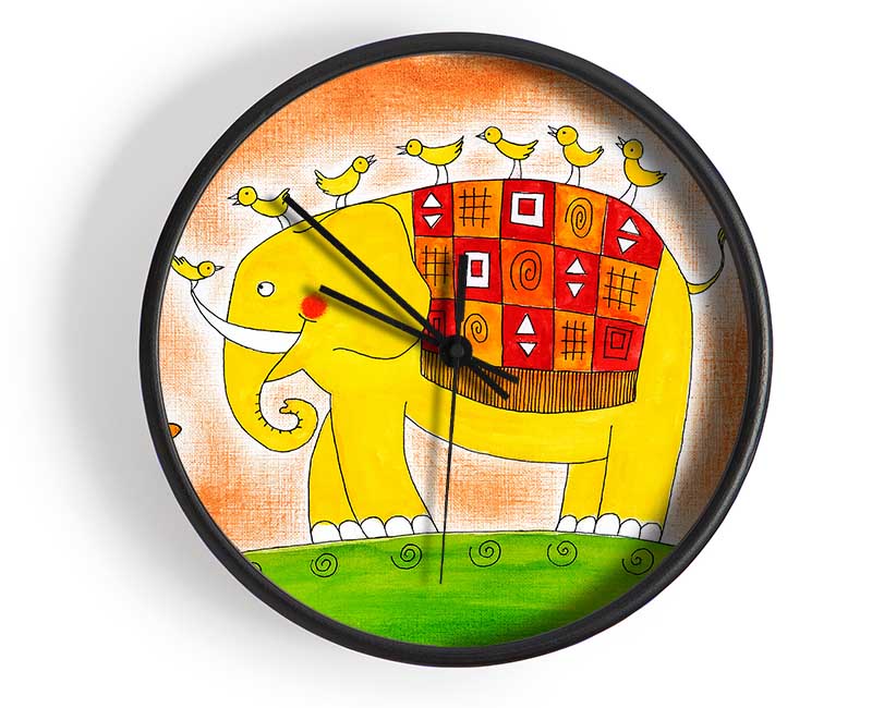 Happy Elephant Walk Clock - Wallart-Direct UK