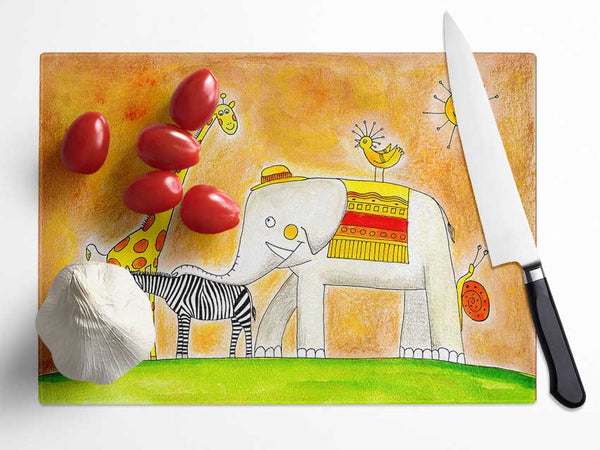 Safari Sunshine Love Glass Chopping Board