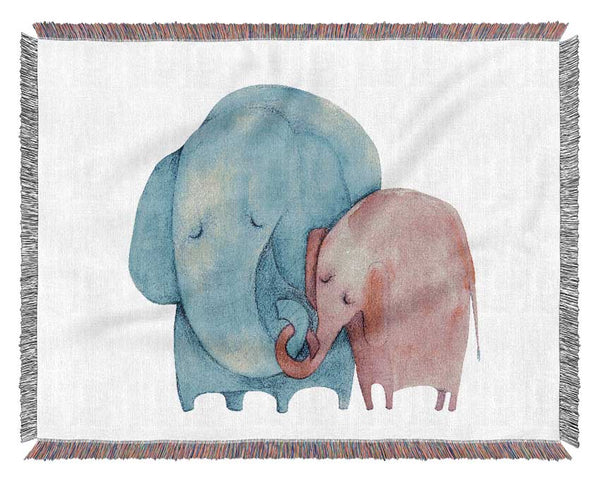 Mother And Baby Elephant Woven Blanket