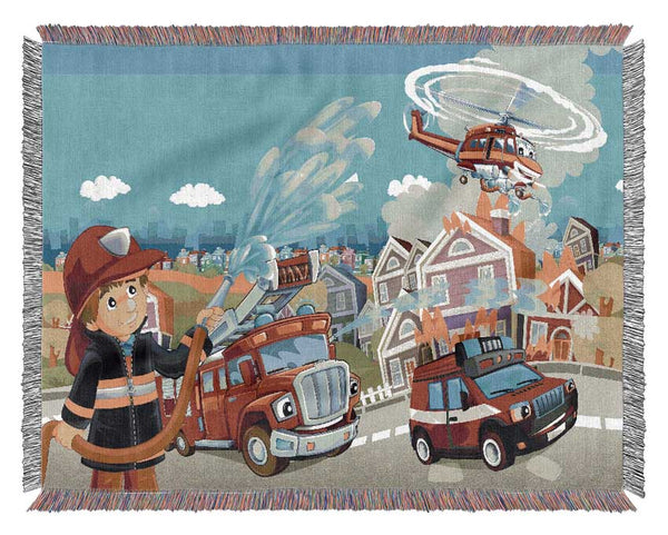 Fireman Rescue Woven Blanket