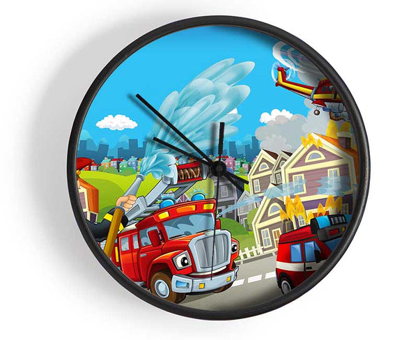 Fireman Rescue Clock - Wallart-Direct UK