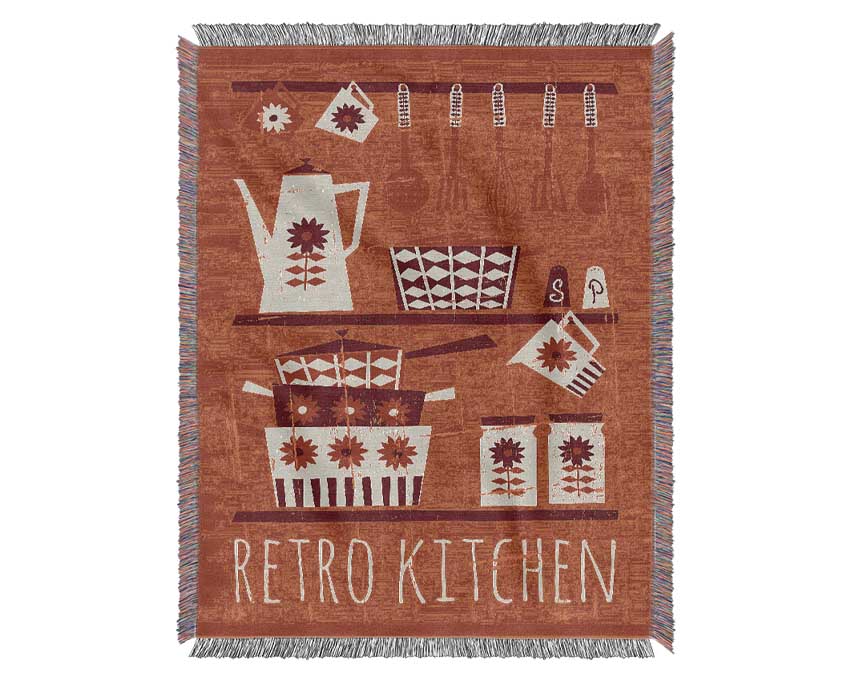 Retro Kitchen 1 Woven Blanket