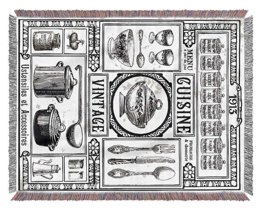 Vintage Cuisine Woven Blanket