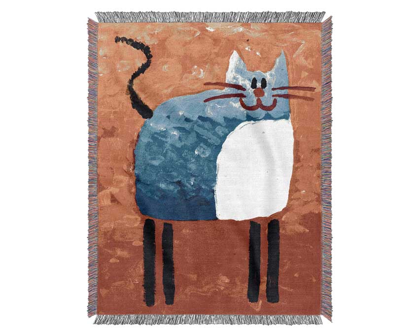 Blue Cat Woven Blanket