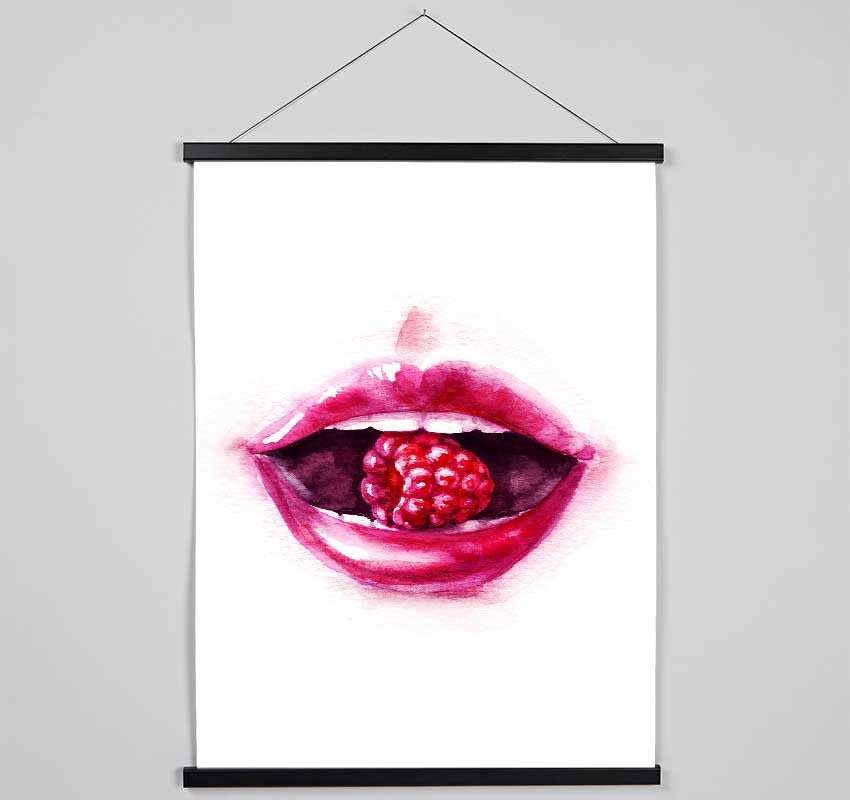 Raspberry Lips Hanging Poster - Wallart-Direct UK