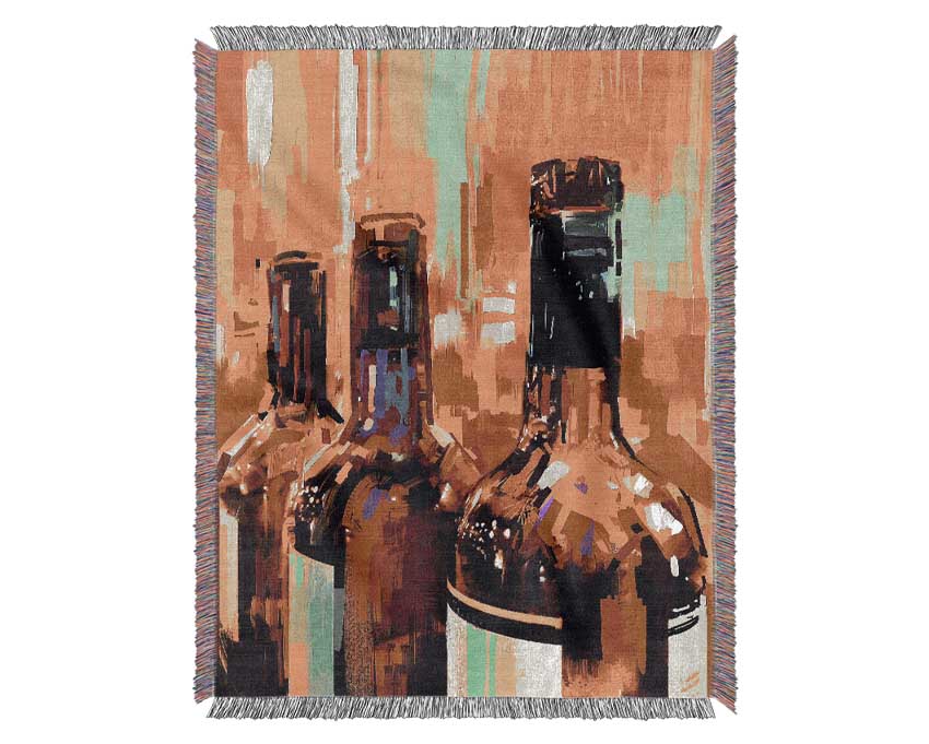 Retro Wine Bottles Woven Blanket