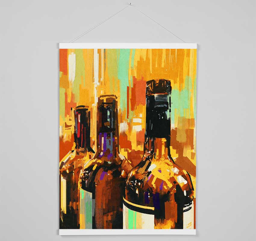 Retro Wine Bottles Hanging Poster - Wallart-Direct UK