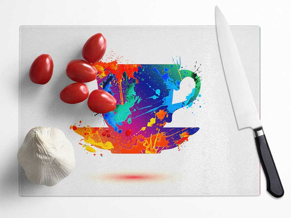 Tea Time Splash Glass Chopping Board