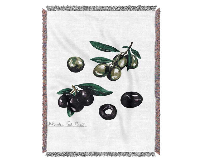 Black And Green Olives Woven Blanket