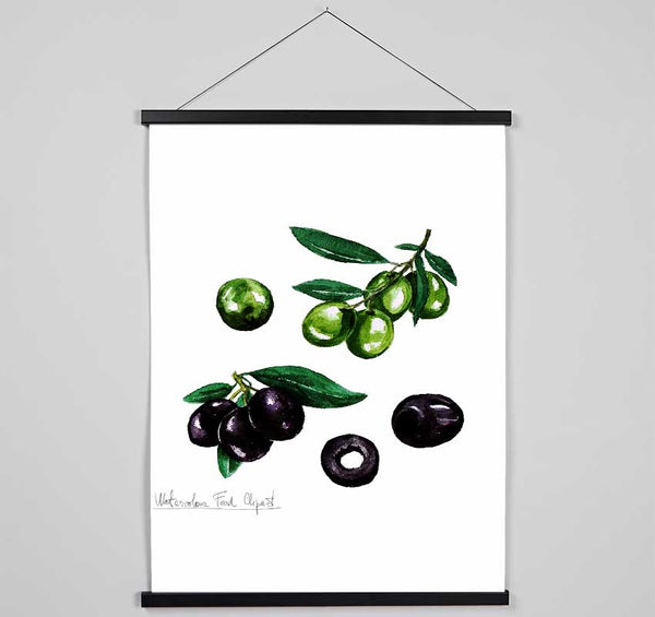 Black And Green Olives Hanging Poster - Wallart-Direct UK