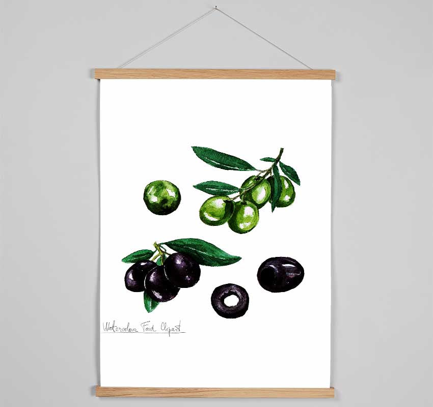 Black And Green Olives Hanging Poster - Wallart-Direct UK