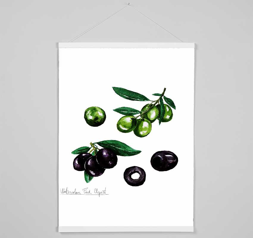 Black And Green Olives Hanging Poster - Wallart-Direct UK