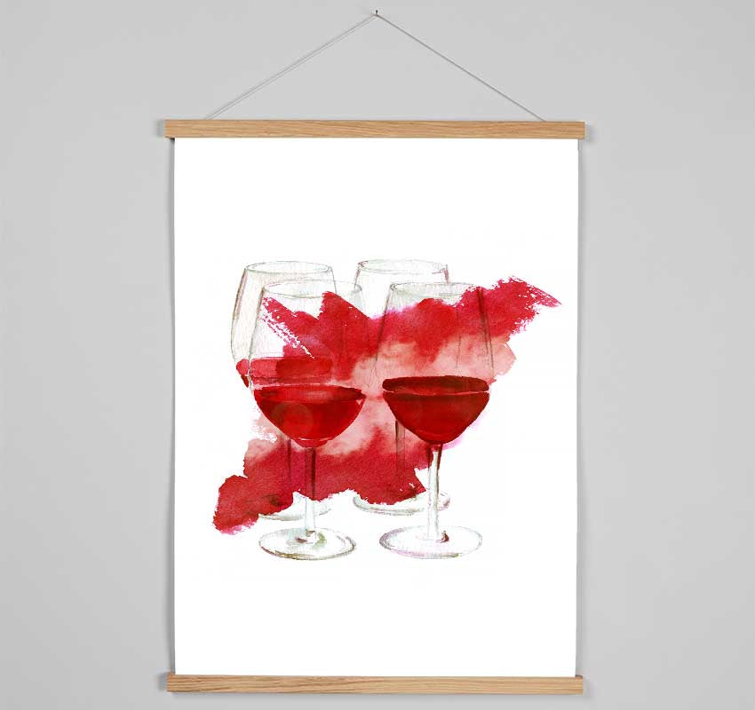 Red Wine Party Hanging Poster - Wallart-Direct UK