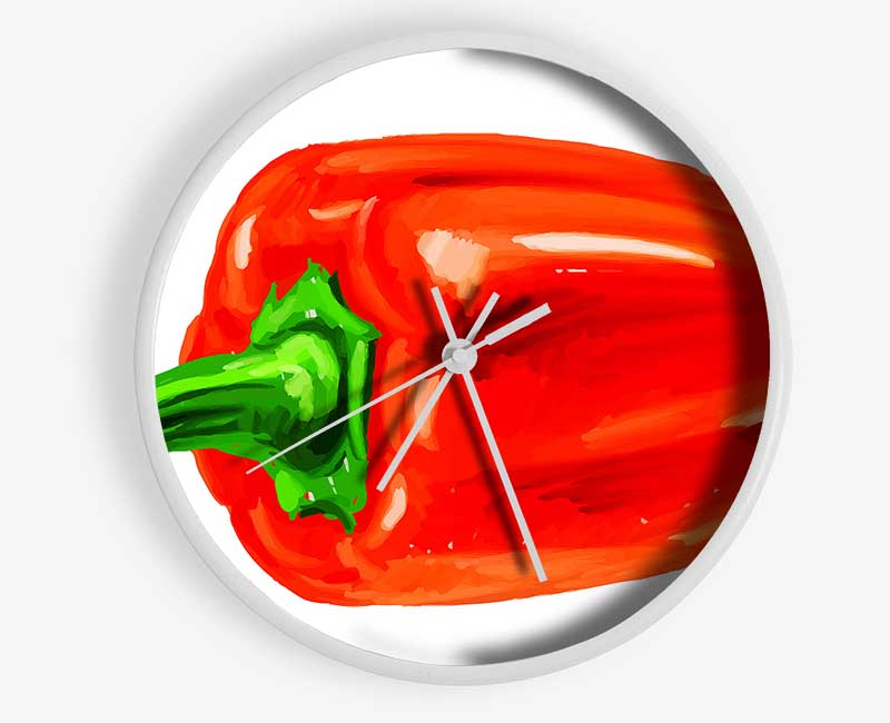 Single Red Pepper Clock - Wallart-Direct UK