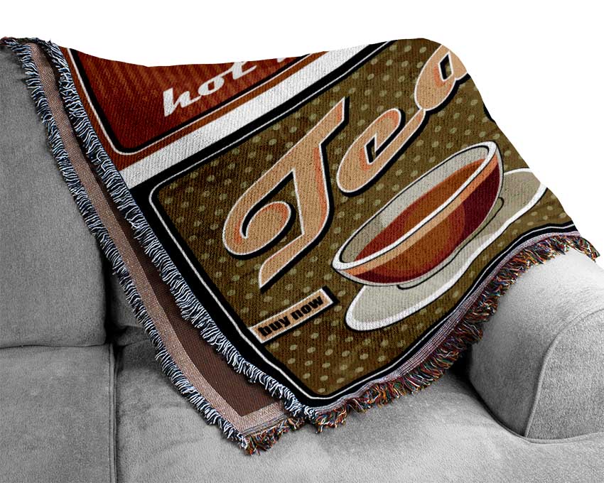 Retro Coffee Or Tea Woven Blanket