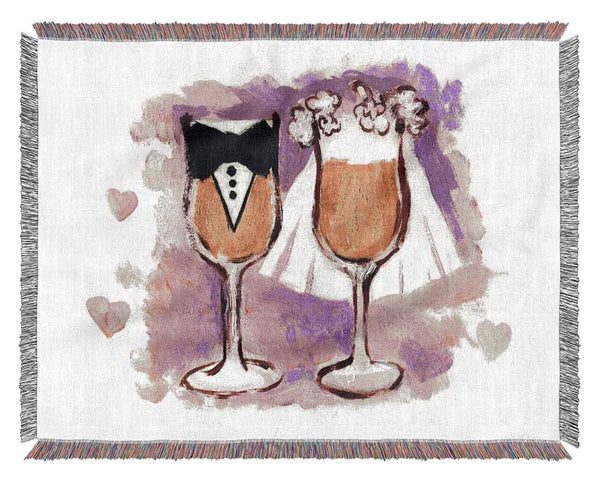 Champagne Toast The Bride And Groom Woven Blanket