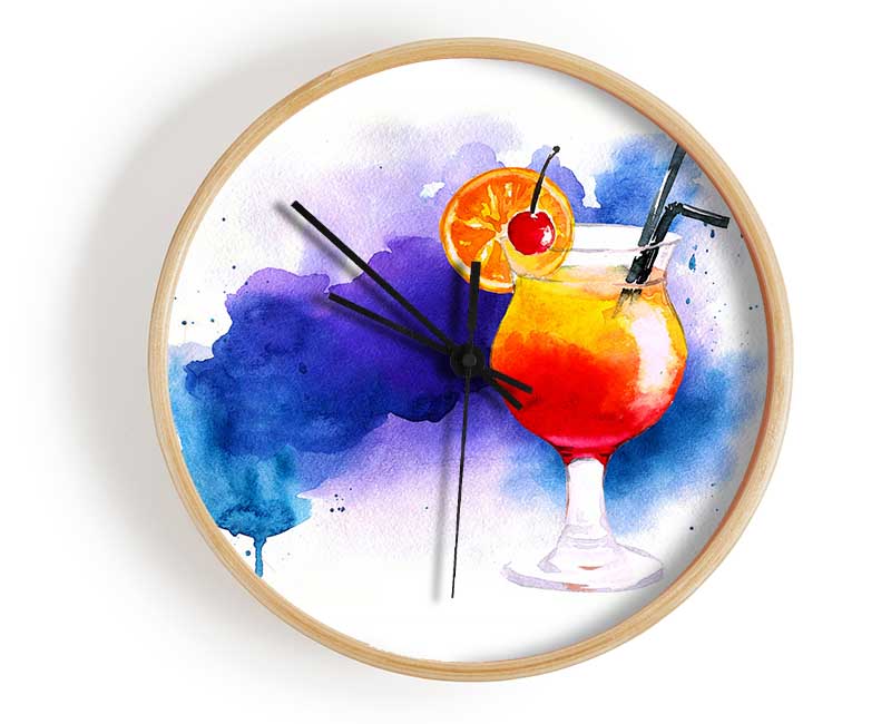 Tequila Sunrise Cocktail Clock - Wallart-Direct UK