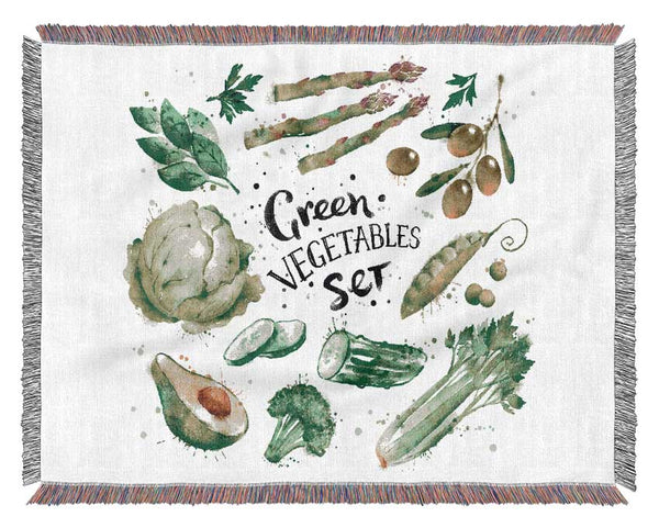 Green Vegetable Set Woven Blanket