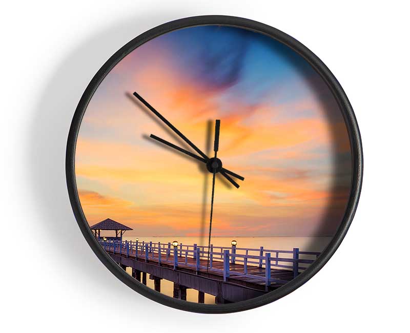 Golden Pier At Dusk Clock - Wallart-Direct UK