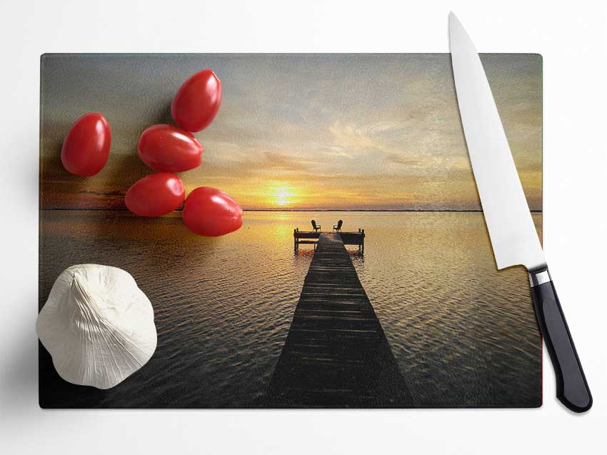 Sunset Waters 1 Glass Chopping Board