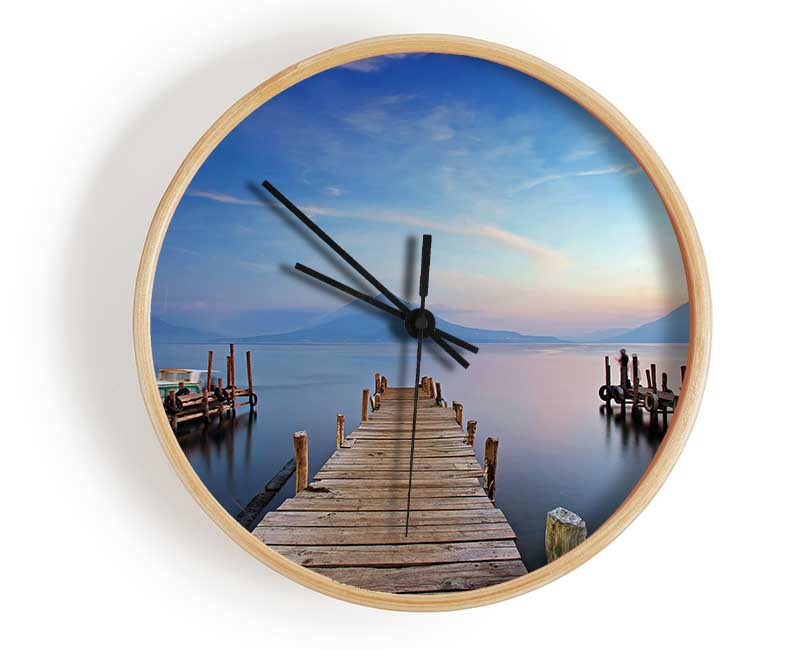 Mountains At The End Of The Dock Clock - Wallart-Direct UK