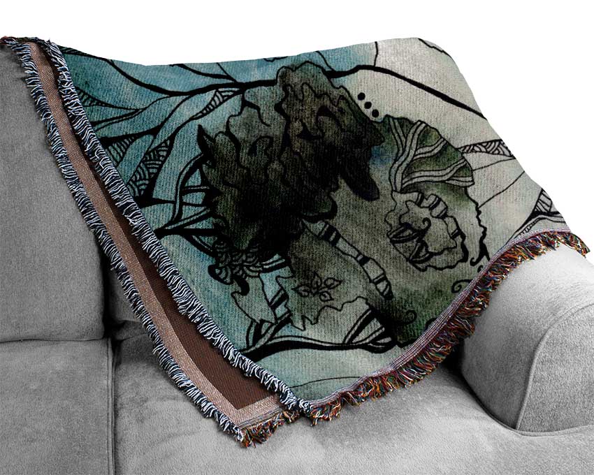 Abstract Sunset Tree Woven Blanket