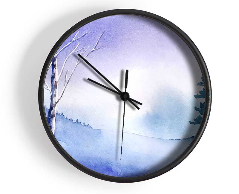 Purple Silver Birch Winter Clock - Wallart-Direct UK