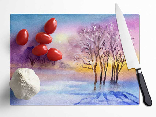 Ice Cold Winter Glass Chopping Board