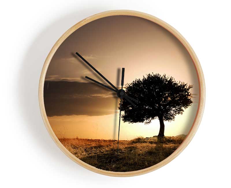 Sunset Behind The Tree Clock - Wallart-Direct UK