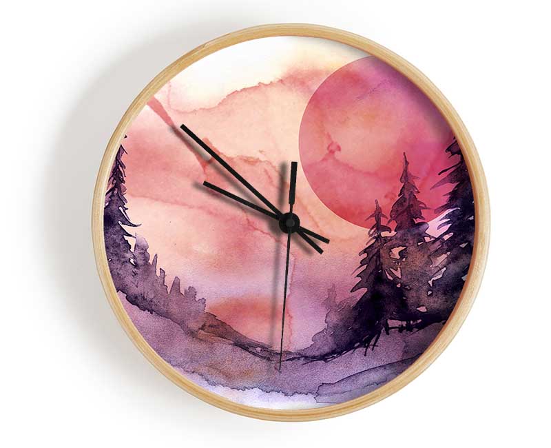 Pink Winter Sun Clock - Wallart-Direct UK