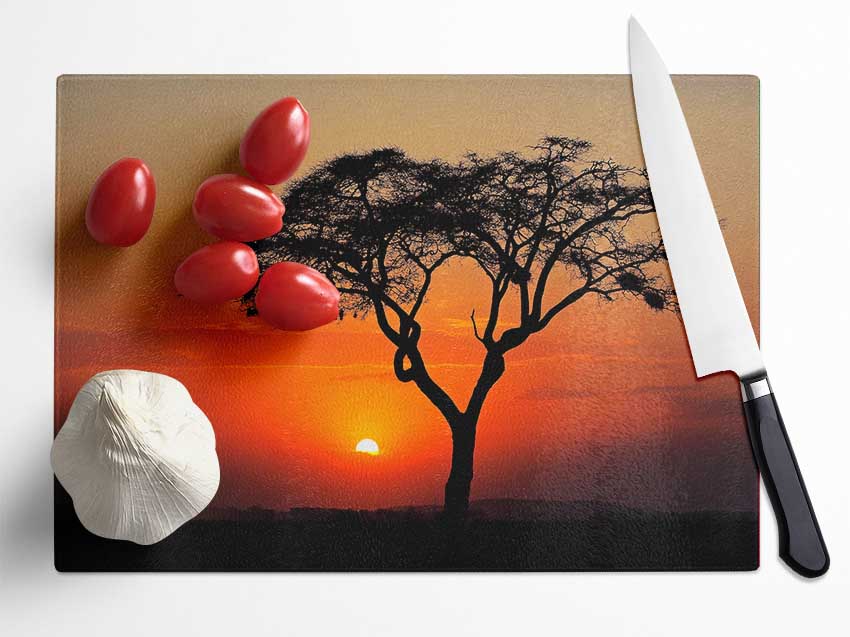 African Sunset Glass Chopping Board