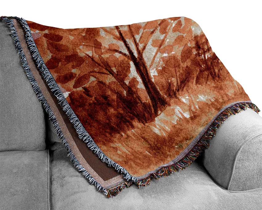 Autumn On The Lake Woven Blanket