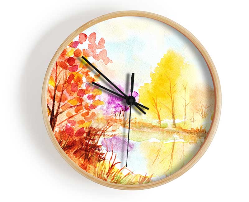 Autumn On The Lake Clock - Wallart-Direct UK